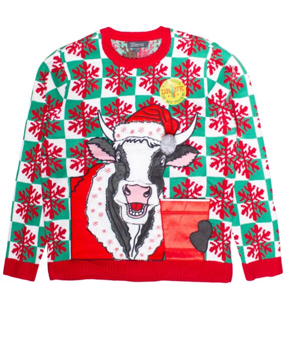Mooey Christmas Drink Holder Sweater