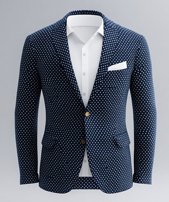 Men's Polka Dot Lapel Collar Two Button Chest Pocket Long Sleeve Blazer