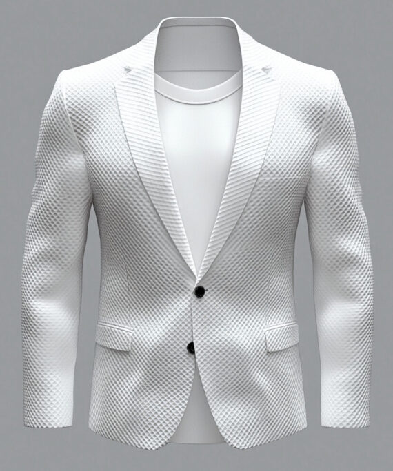 Men's Long Sleeve Two Button Notched Lapel Textured Blazer