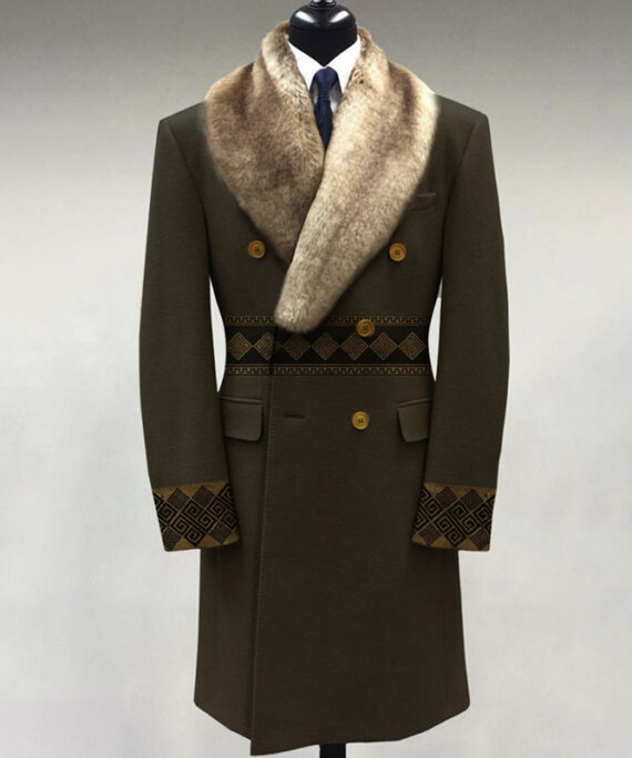Casual Fur Lapel Collar Graphic Pattern Long Sleeve Coat