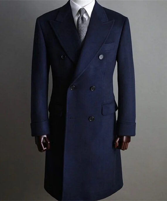 Men's Winter Coat Casual Solid Lapel Collar Double-Breasted Long Sleeve Mid-Length Fur Coats
