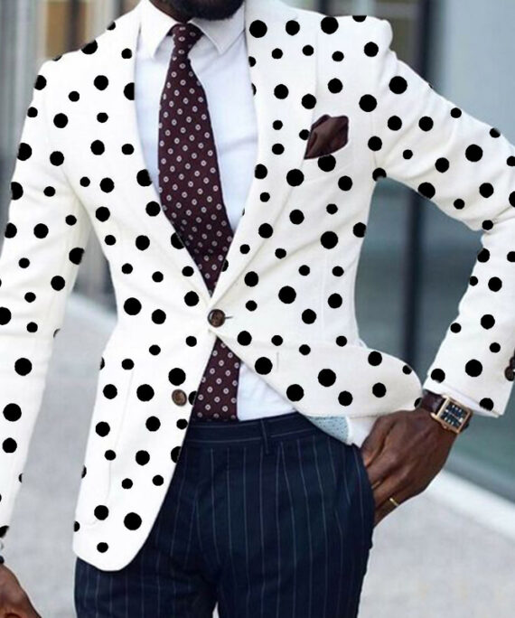 Men's Fashion Polka Dot Two Button Blazer