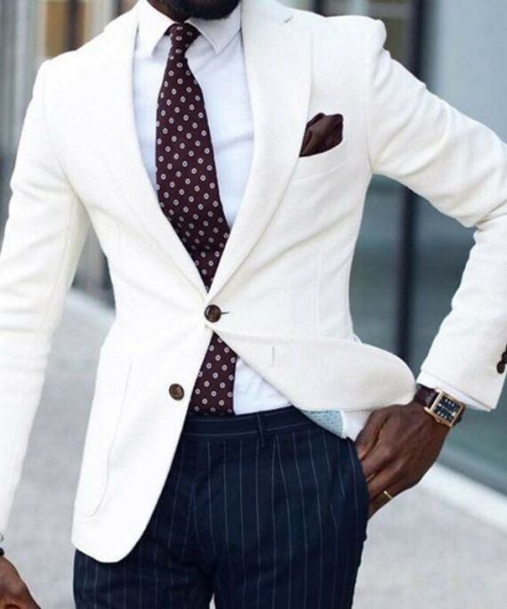 Men's Business Notch Lapel Two Button Chest Pocket Solid Blazer